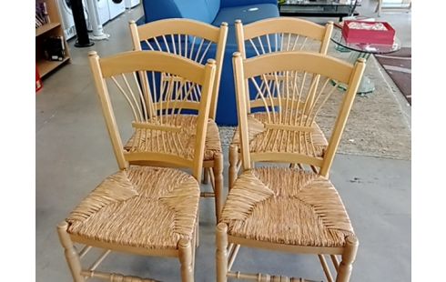 LOT DE 4 CHAISES BOIS CLAIR