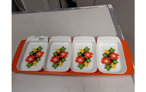 PLATEAU APERO VINTAGE FLEURI ORANGE