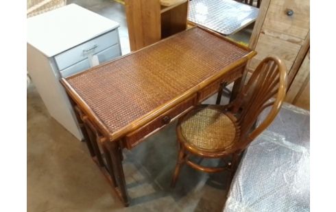 BUREAU ROTIN + CHAISE ROCHE ET BOBOIS