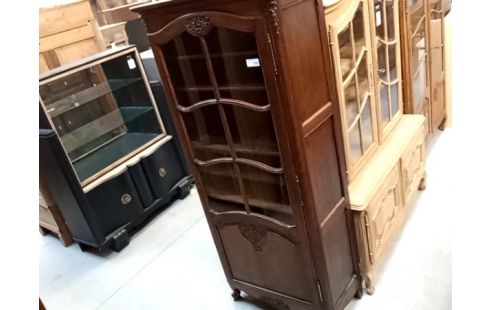 VITRINE 1 PORTE STYLE LOUIS XV CHENE FONCE