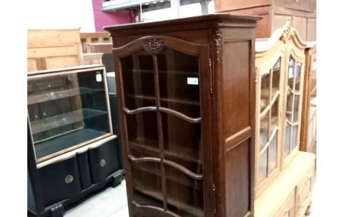 VITRINE 1 PORTE STYLE LOUIS XV CHENE FONCE