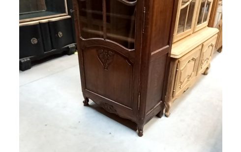 VITRINE 1 PORTE STYLE LOUIS XV CHENE FONCE