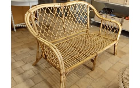 CANAPE 2 PLACES ROTIN SANS COUSSIN