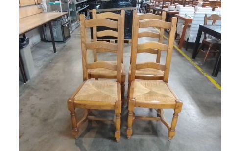 4 CHAISES CHENE MASSIF PAILLÉES EN L'ETAT