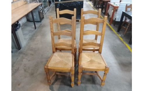 4 CHAISES CHENE MASSIF PAILLÉES EN L'ETAT