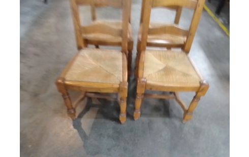 4 CHAISES CHENE MASSIF PAILLÉES EN L'ETAT