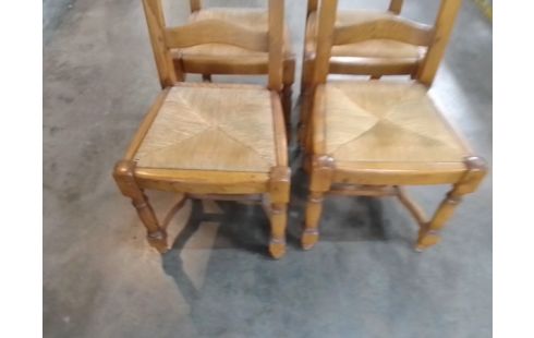 4 CHAISES CHENE MASSIF PAILLÉES EN L'ETAT