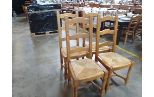 4 CHAISES CHENE MASSIF PAILLÉES EN L'ETAT