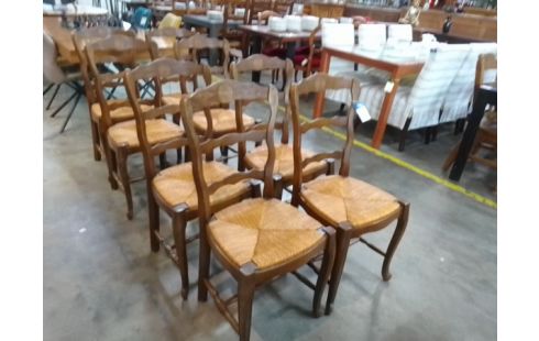 4 CHAISES BOIS PAILLEE