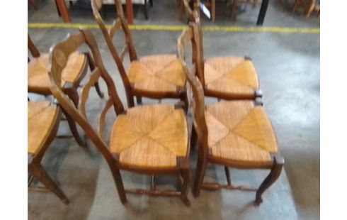 4 CHAISES BOIS PAILLEE