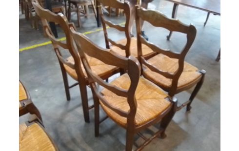 4 CHAISES BOIS PAILLEE