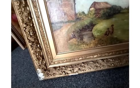 HUILE SUR TOILE ENFANTS AU BORD DE L EAU