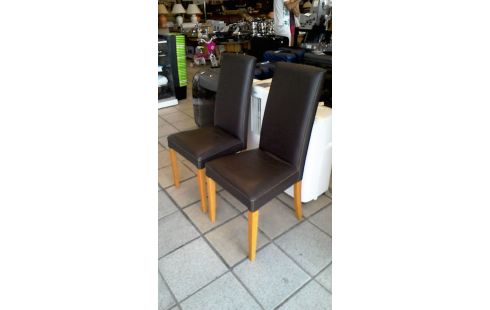 CHAISES CUIR MARRON LA PAIRE