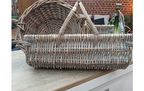 PANIER ROTIN CERUSE BLANC