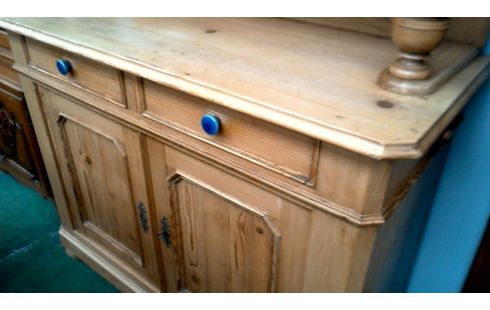 MUEBLE BAJO. ANTIGUO PINO 4 PUERTAS 2 CAJONES