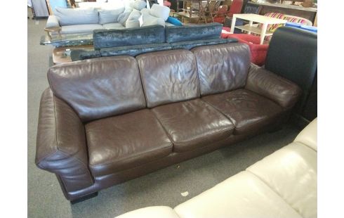 CANAPE 3 PLACES ROCHE ET BOBOIS CUIR MOKA