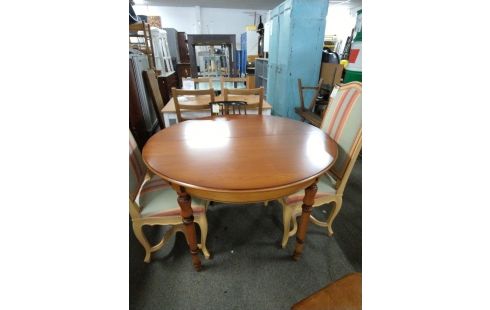 TABLE RONDE TEINTE MERISIER 1 ALLONGE