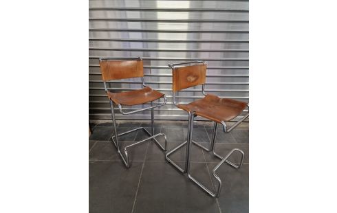 Paire de tabouret CUIR BRUN LINEA VEENI