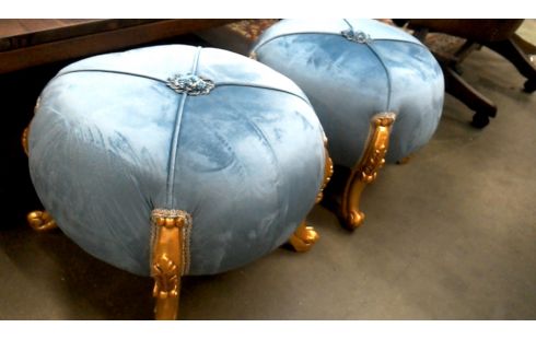 SITZKISSEN DAS STÜCK BAROCK BLAU SAMT VERGOLDET