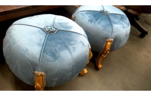 SITZKISSEN DAS STÜCK BAROCK BLAU SAMT VERGOLDET