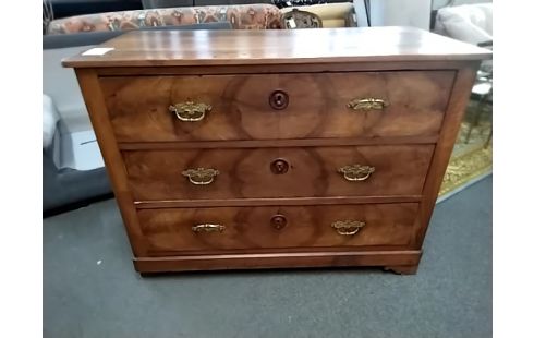 COMMODE Ancienne Noyer 3 Tiroirs