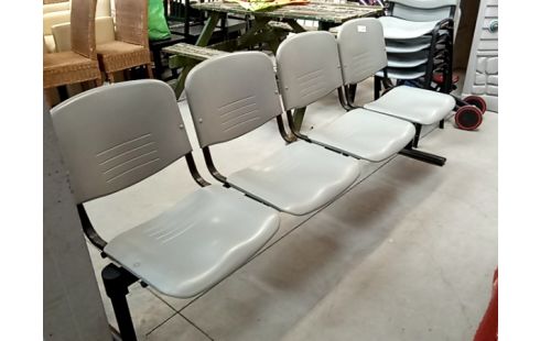 BANQUETTE de salle d'attente grise 4 pers