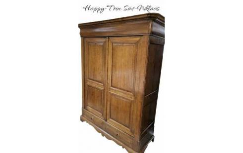 KLEIDERSCHRANK 1 ANTIK EICHE MASSIV 2 TÜREN / 2 SCHUBLADEN