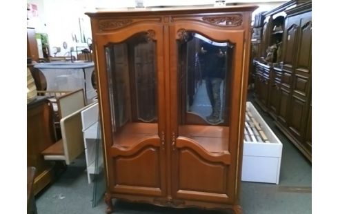 VITRINE 2 PORTES STYLE REGENCE MERISIER