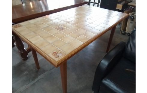 TABLE SALLE A MANGER BOIS CARRELÉ