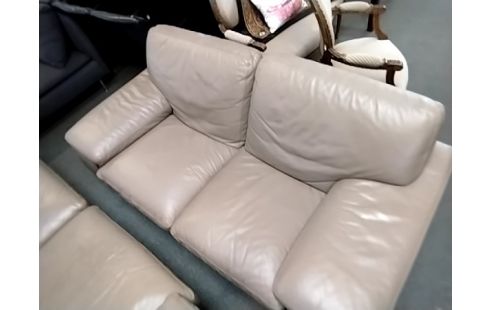 CANAPE CUIR BEIGE 2P