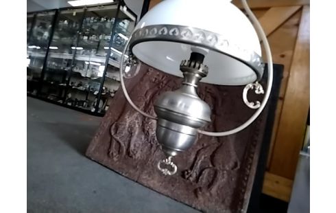 LUSTRE VERRE BLANC ET ÉTAIN