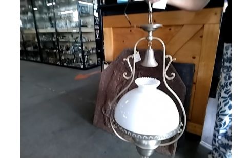 LUSTRE VERRE BLANC ET ÉTAIN