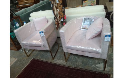 FAUTEUIL COPIE JULIUS VELOURS ROSE POUDRE