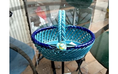 PANIER faience bleu