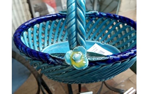 PANIER faience bleu