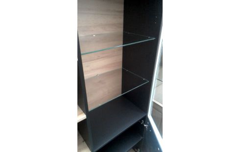 MUEBLE BAJO., , MADERA LOOK MET NEGRO 1 PUERTA