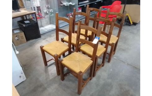 6 CHAISES BOIS PAILLEES