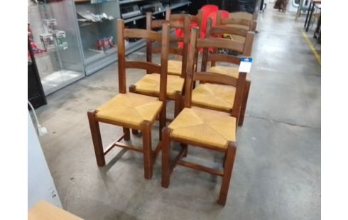 6 CHAISES BOIS PAILLEES
