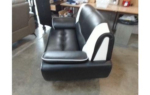 CANAPE 2 PLACES SKAI NOIR BLANC