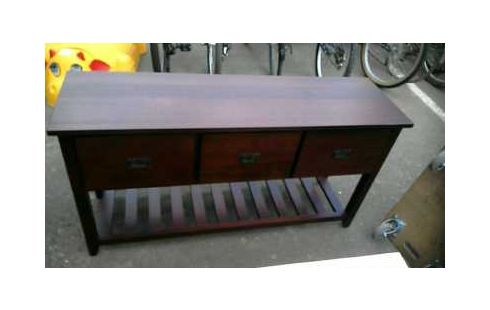 CONSOLE BOIS EXOTIQUE 3 TIROIRS