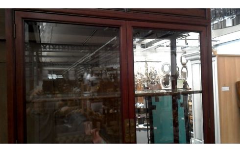 ESCAPARATE ORIENTAL 2 CUERPOS MADERA DE ROSAL BISELADO HIELO 4 PUERTAS ILUMINADO