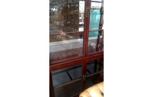 ESCAPARATE ORIENTAL 2 CUERPOS MADERA DE ROSAL BISELADO HIELO 4 PUERTAS ILUMINADO