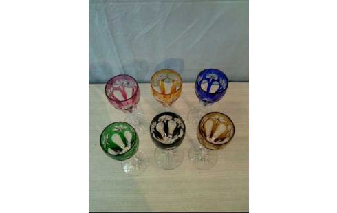 WEINGLÄSER 6TLG BUNT KRISTALLGLAS RÖMERSTIL