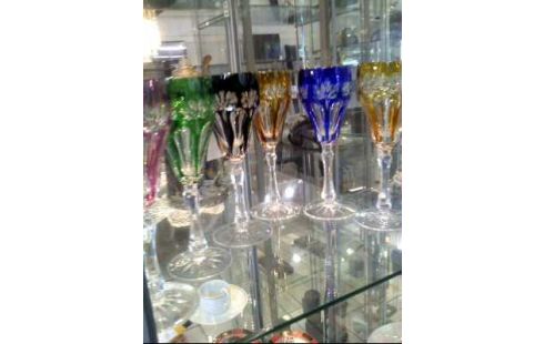 WEINGLÄSER 6TLG BUNT KRISTALLGLAS RÖMERSTIL