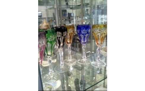 WEINGLÄSER 6TLG BUNT KRISTALLGLAS RÖMERSTIL