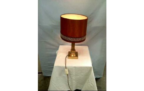 TISCHLAMPE MESS.FARB. SCHIRM STOFF BRAUN