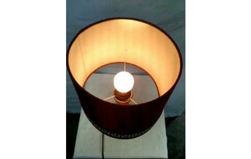 TISCHLAMPE MESS.FARB. SCHIRM STOFF BRAUN