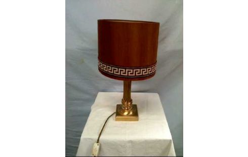 TISCHLAMPE MESS.FARB. SCHIRM STOFF BRAUN