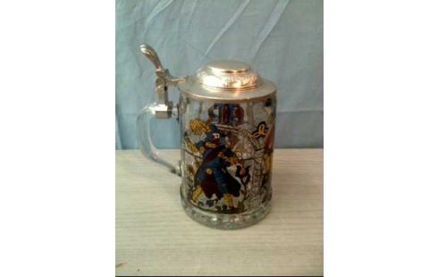 BIERKRUG GLAS M.DECKEL ZINN <WMF>