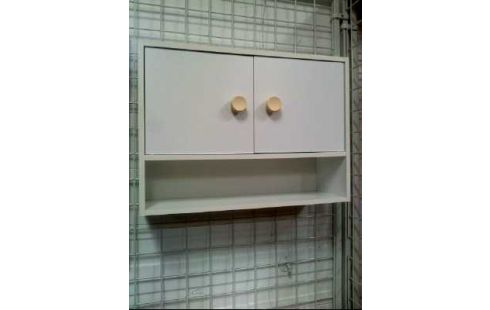 BADSCHRANK HOLZ WEIß 2-TÜREN 2-EBENEN